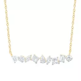 Multi Shape Scattered Diamond Fashion Necklace 14K Yellow Gold