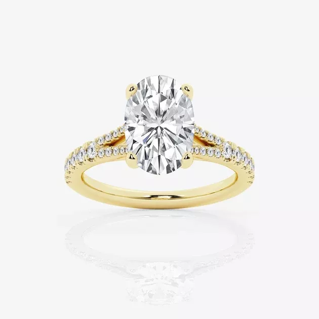 Oval Lab Grown Diamond Split Shank Engagement Ring 1 - 3.30 Total Carat Weight