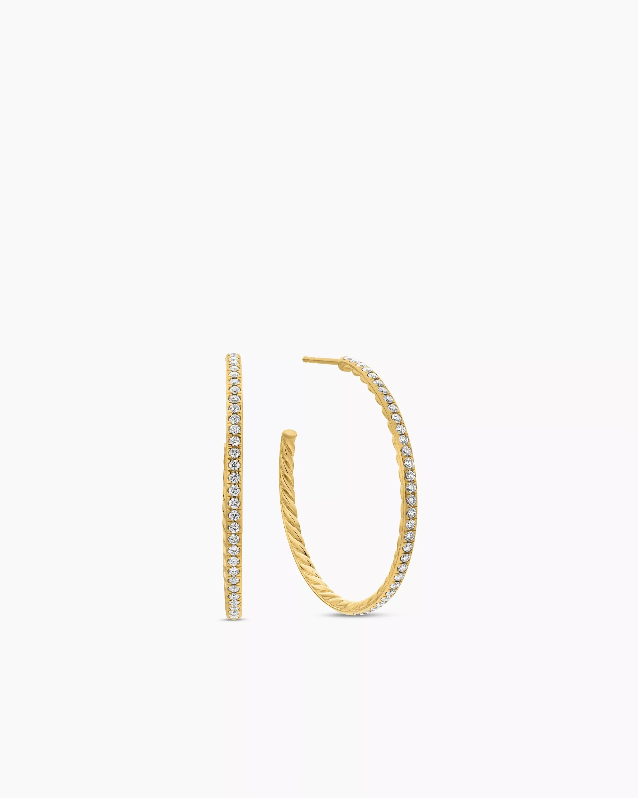 Pavé Hoop Earrings 18K Yellow Gold with Diamonds, 38mm