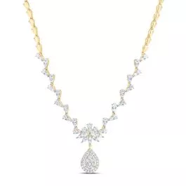 Pear Shape Round Diamond Fashion Necklace 14K Yellow Gold