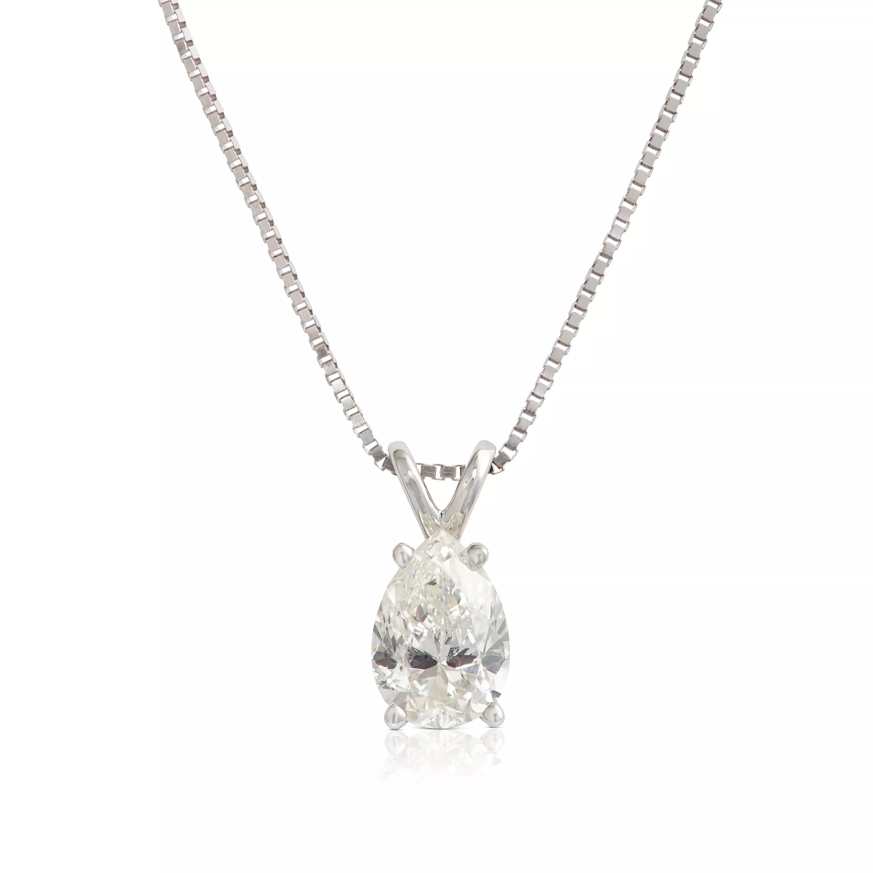 Pear Shaped Diamond Pendant, ½ Carat Total Weight, 14K White Gold