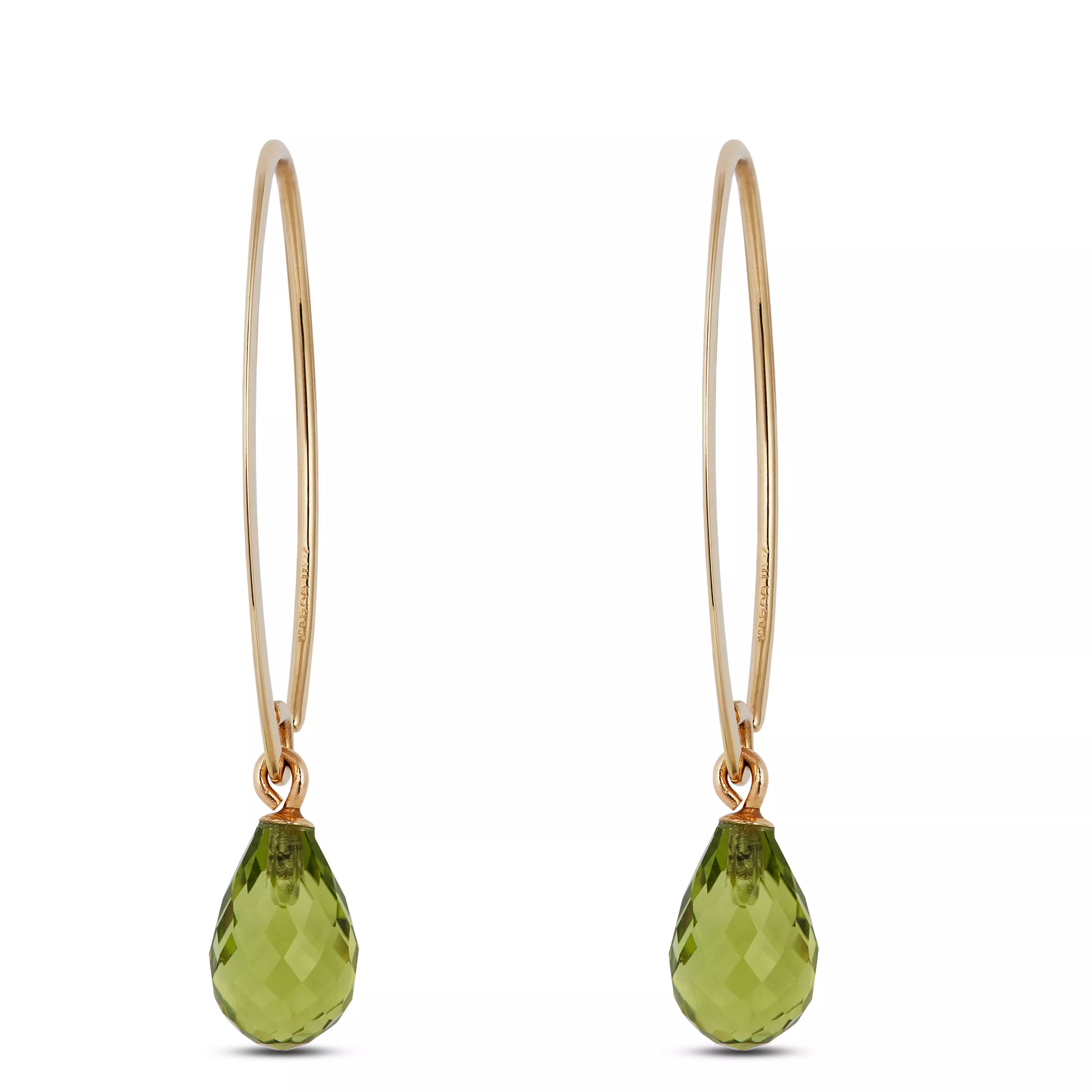 Peridot Drop Earrings 14K