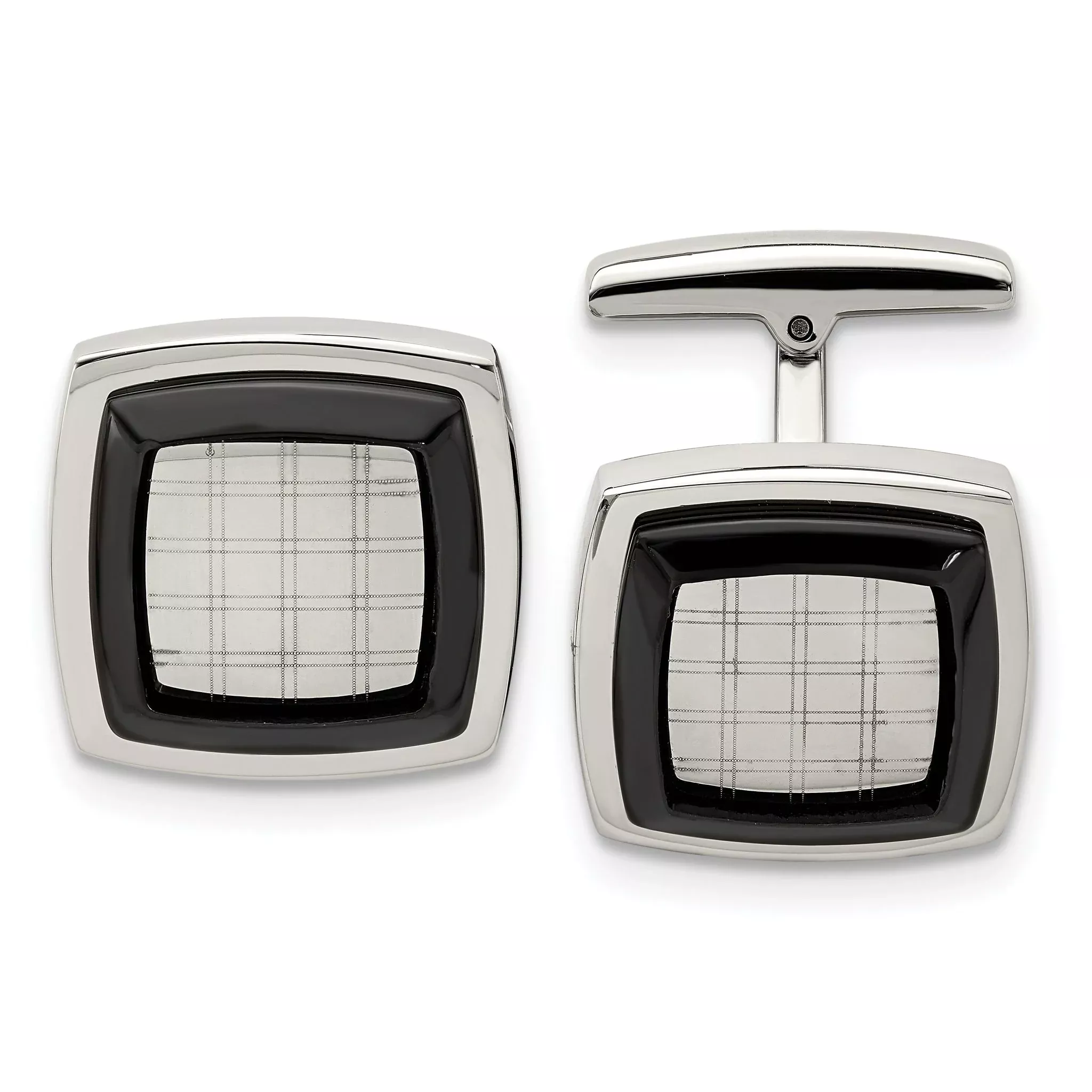 Polished Black Cuff Links in Stainless Steel