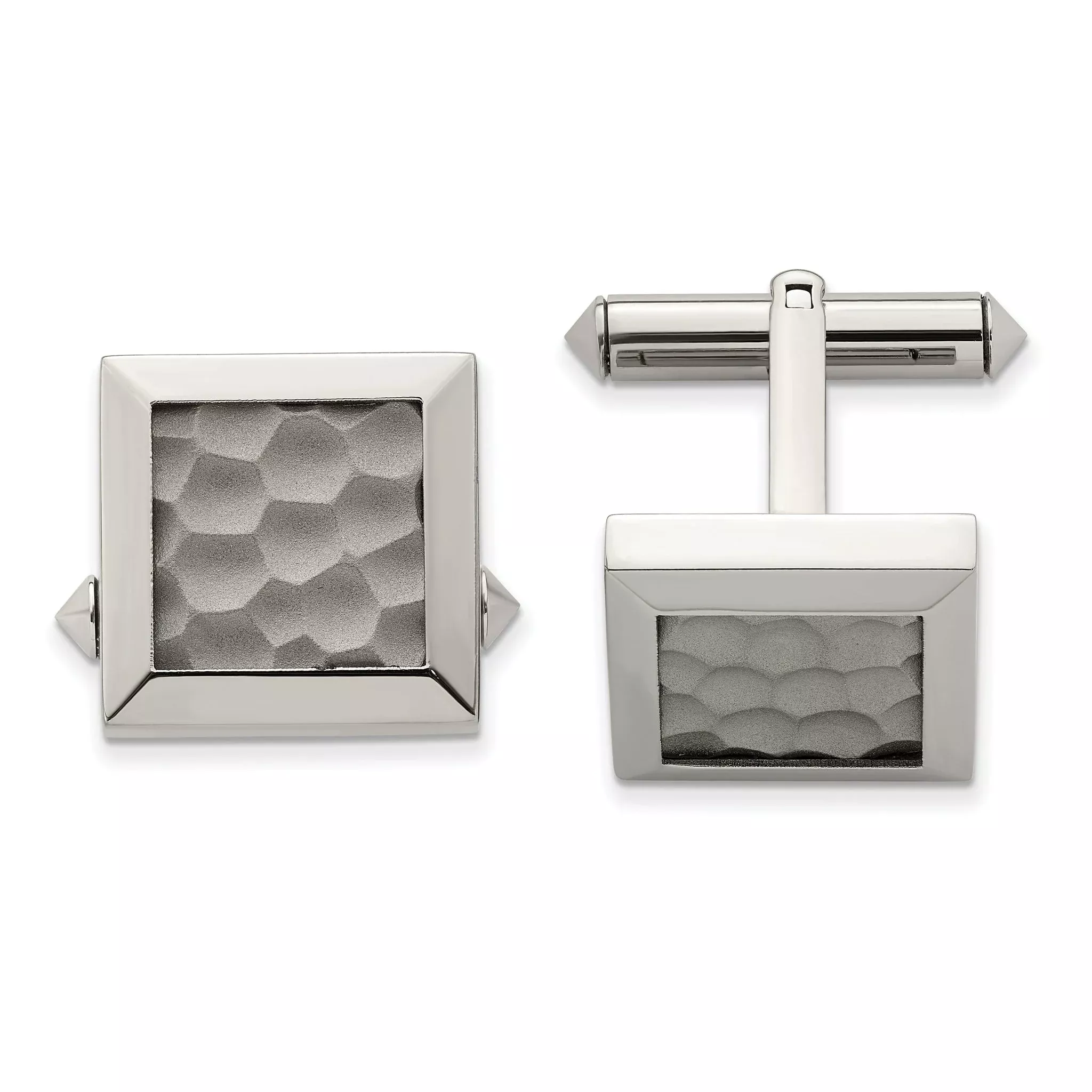 Polished & Hammered Titanium Cuff Links