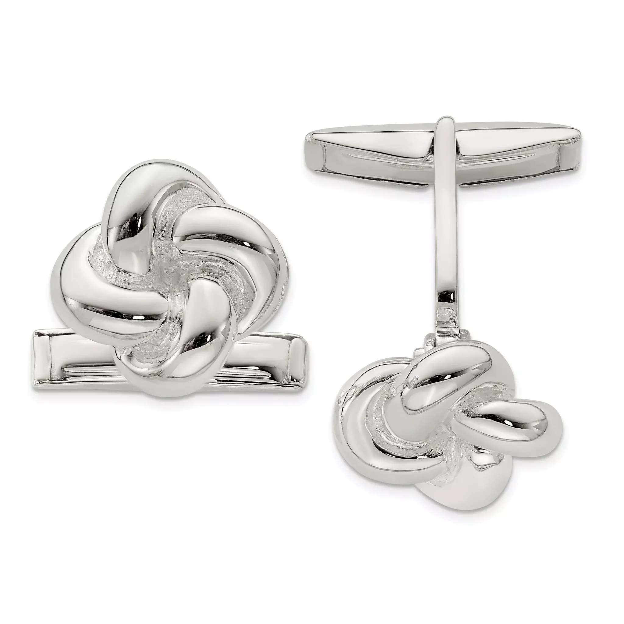 Polished Sterling Silver Knot Cuff Links