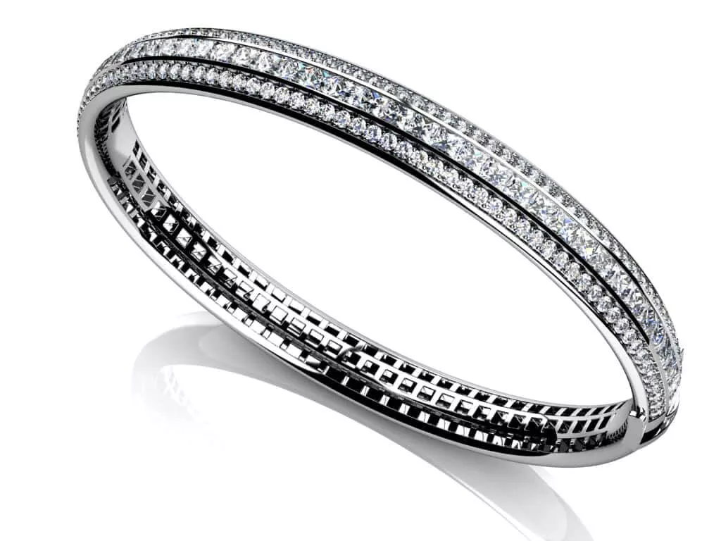 Princess Cut and Round Diamond Bangle 3.77 Carat Total Weight(Lab-Created)