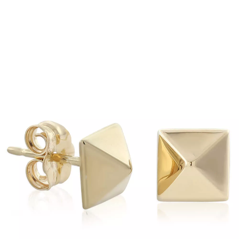Pyramid Stud Earrings 14K
