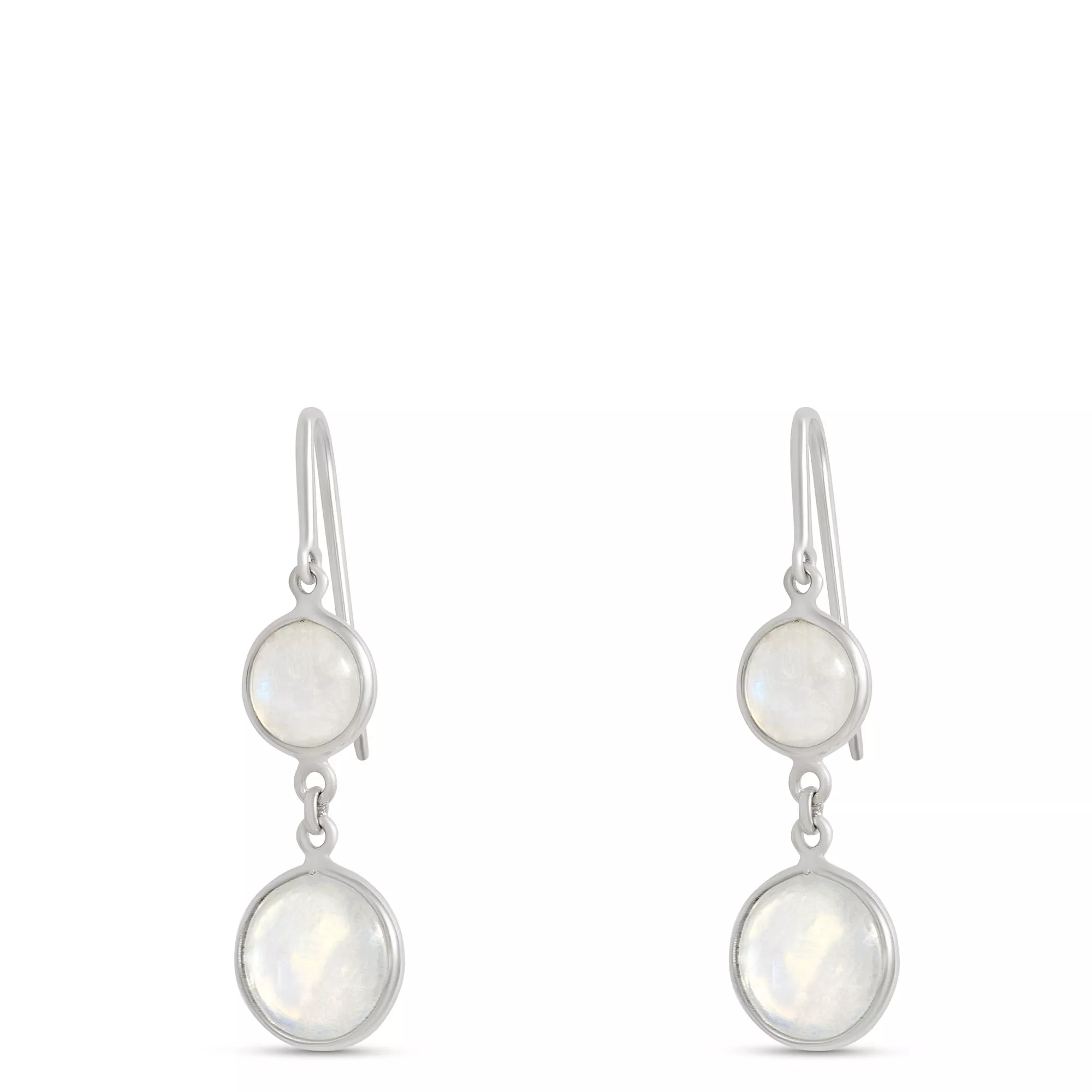 Rainbow Moonstone Drop Earrings, Sterling Silver