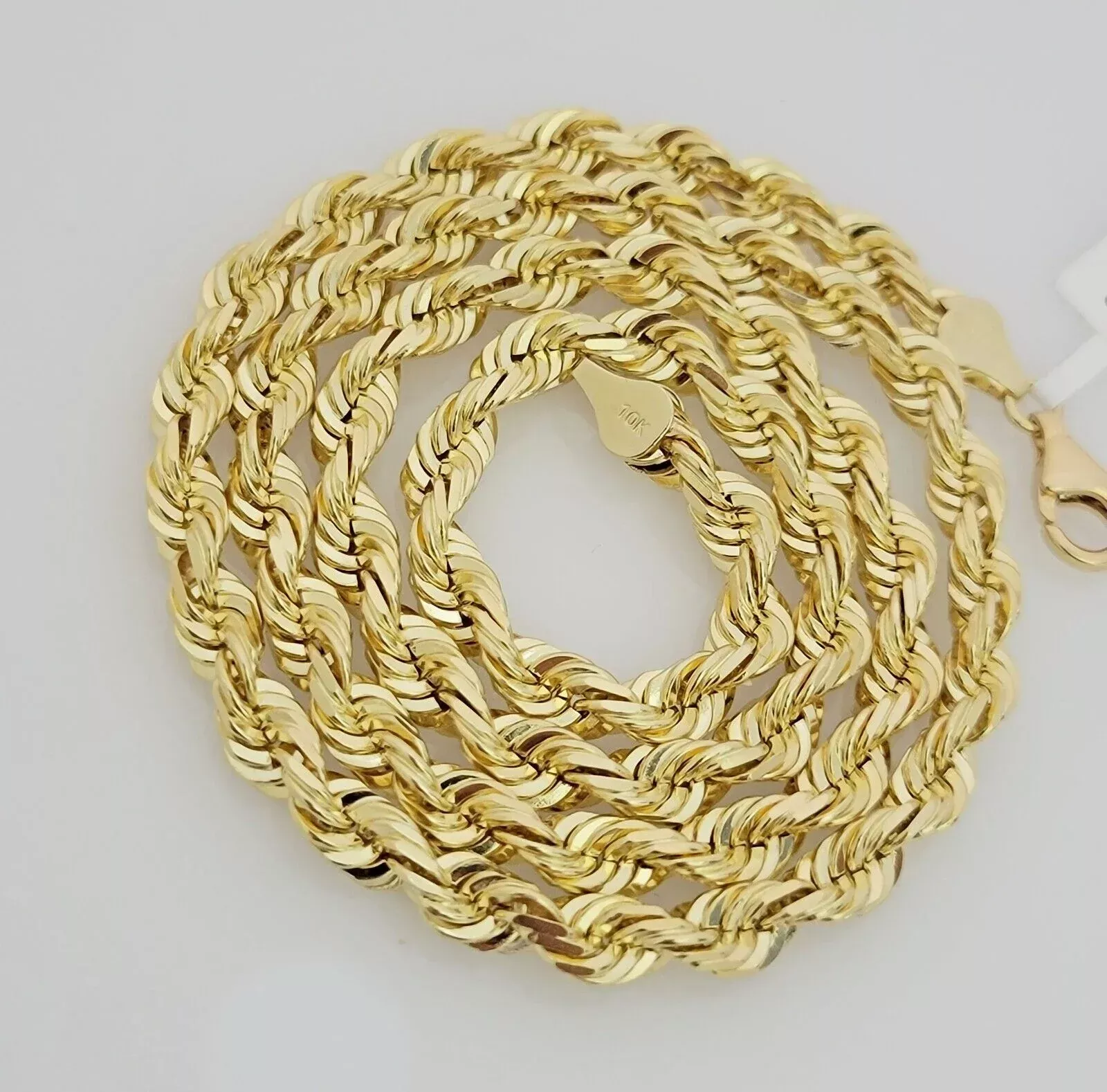 Real 10k Gold Necklace 6mm Rope 32 Inch Diamond Cut Solid 10kt Chain For mens