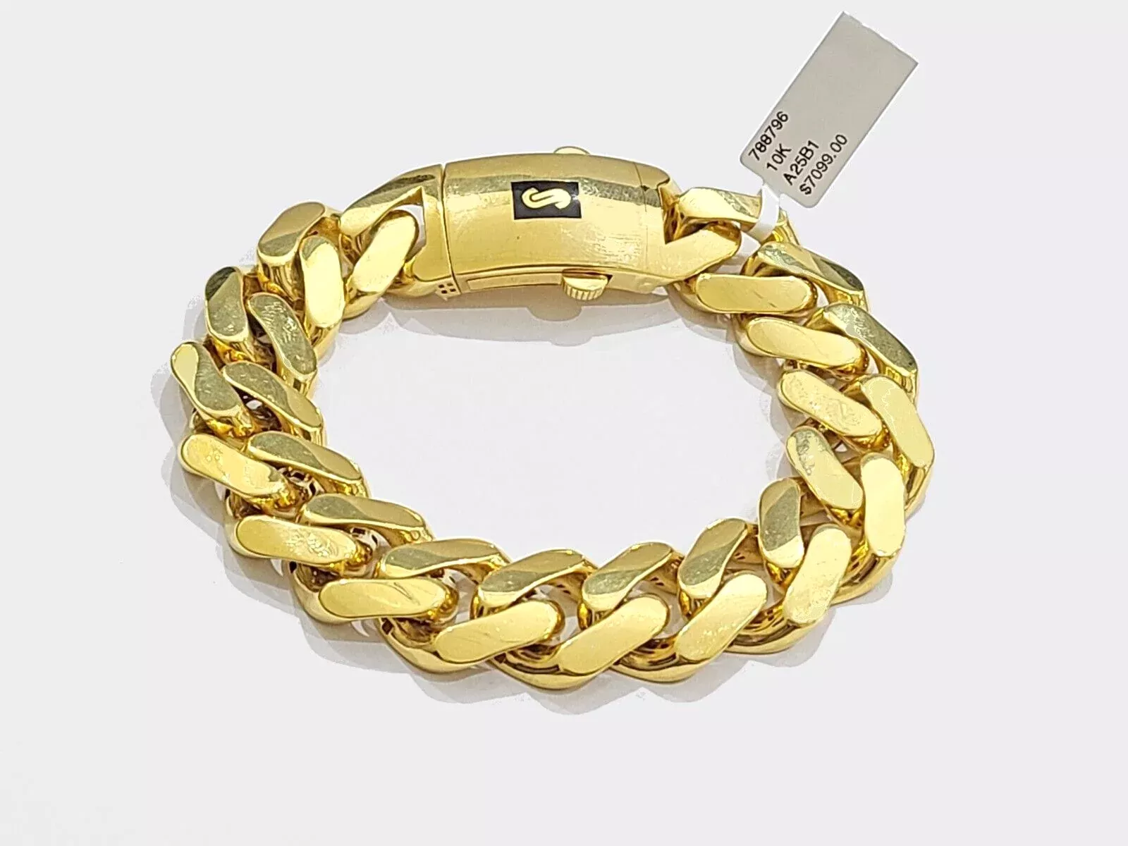 Real 10k Yellow Gold 17mm Monaco Bracelet 9 Inch Men's Bracelet