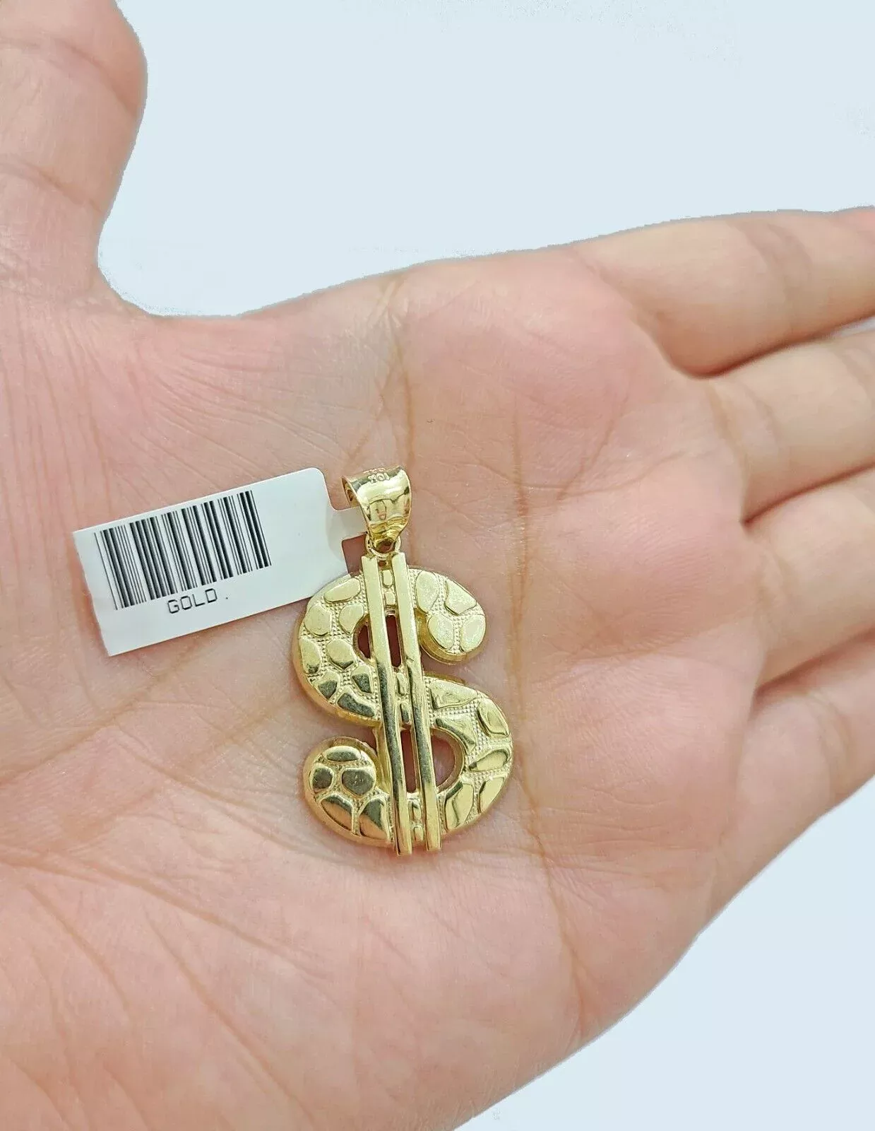 Real 10K Yellow Gold Dollar Sign Charm for 1-1.5'' inches Gold Pendant