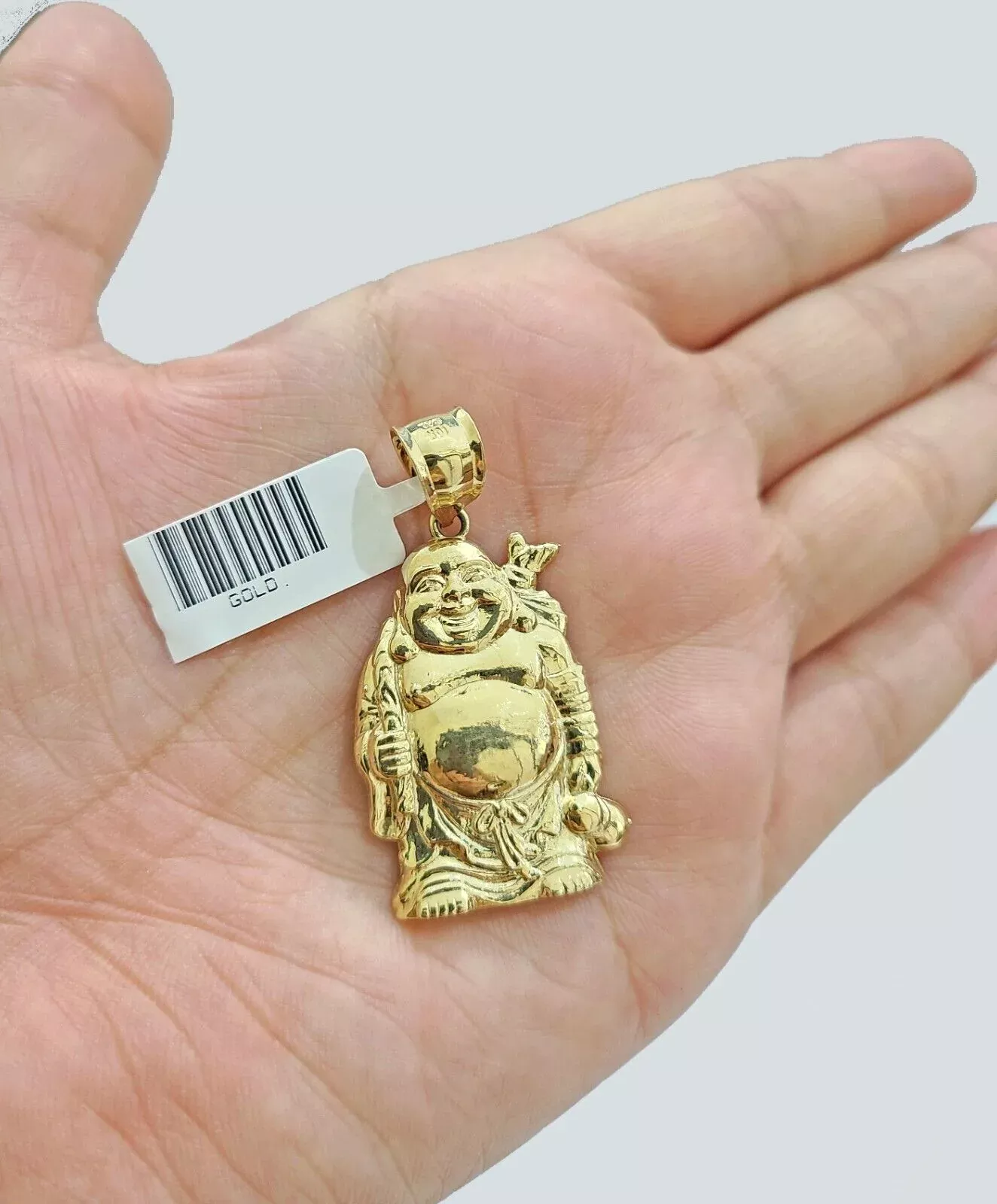 Real 10k Yellow GoldLaughing Buddha Charm 1.5''inchesPendant 10kt for Chain
