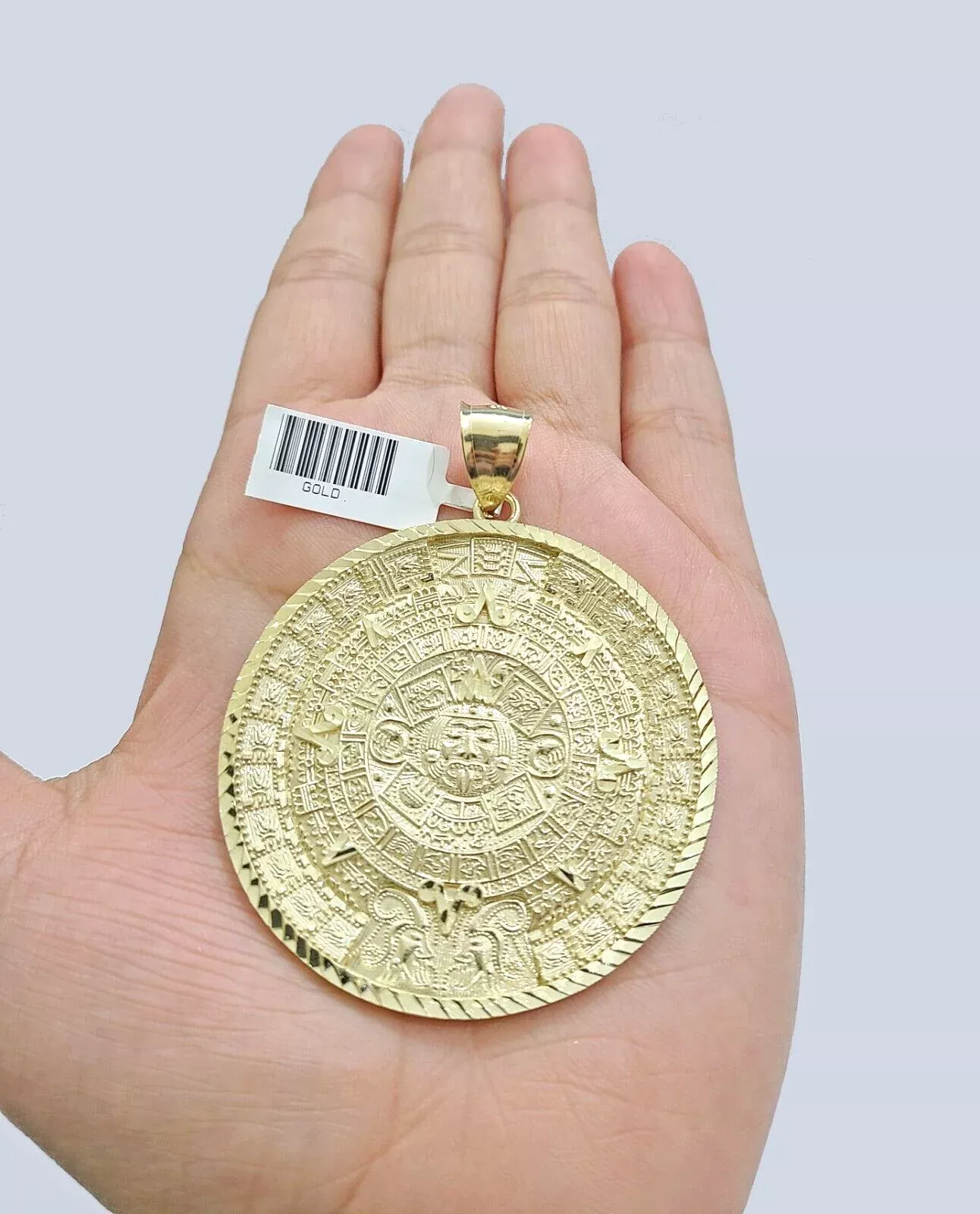 Real 10k Yellow GoldMayan Calendar Charm Pendant 10kt for Chain