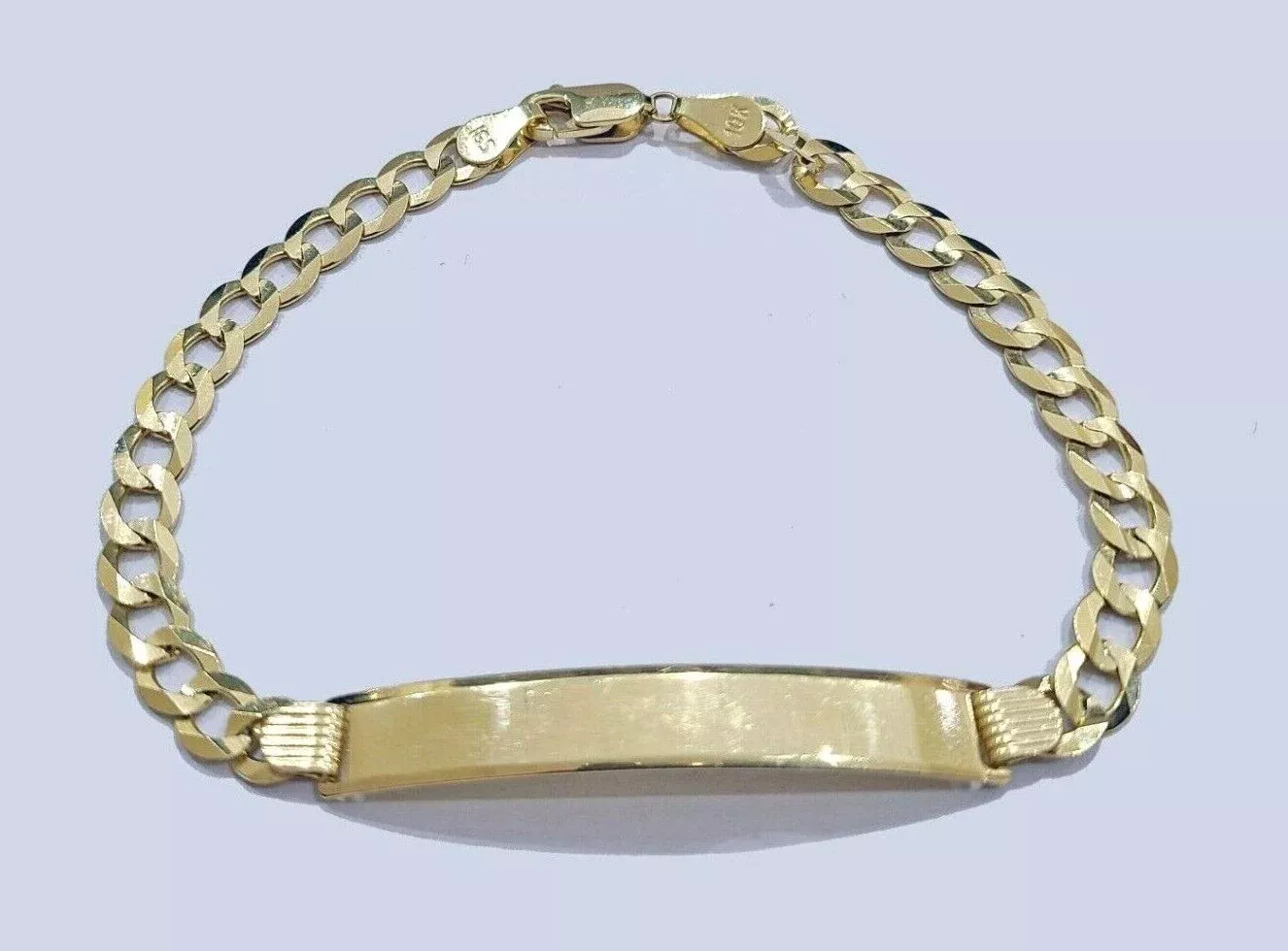 Real 10kt Yellow Gold Cuban Link ID Bracelet Unisex 8'' 6mm