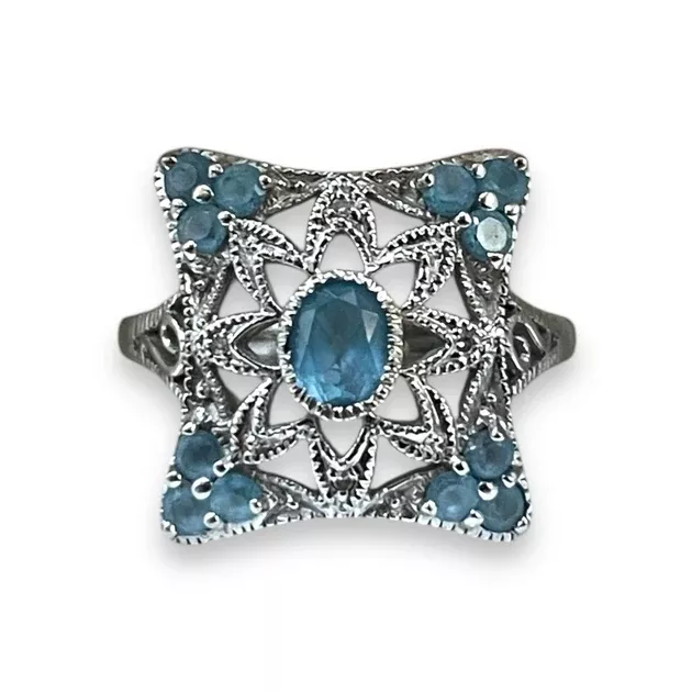 Regal 10K White Gold Aqua Ring Size 6