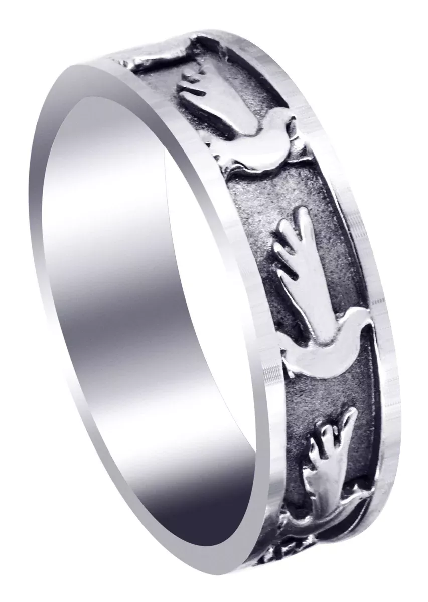 Religious Mens Wedding Band | Sand Blast / High Polish Finish (August)