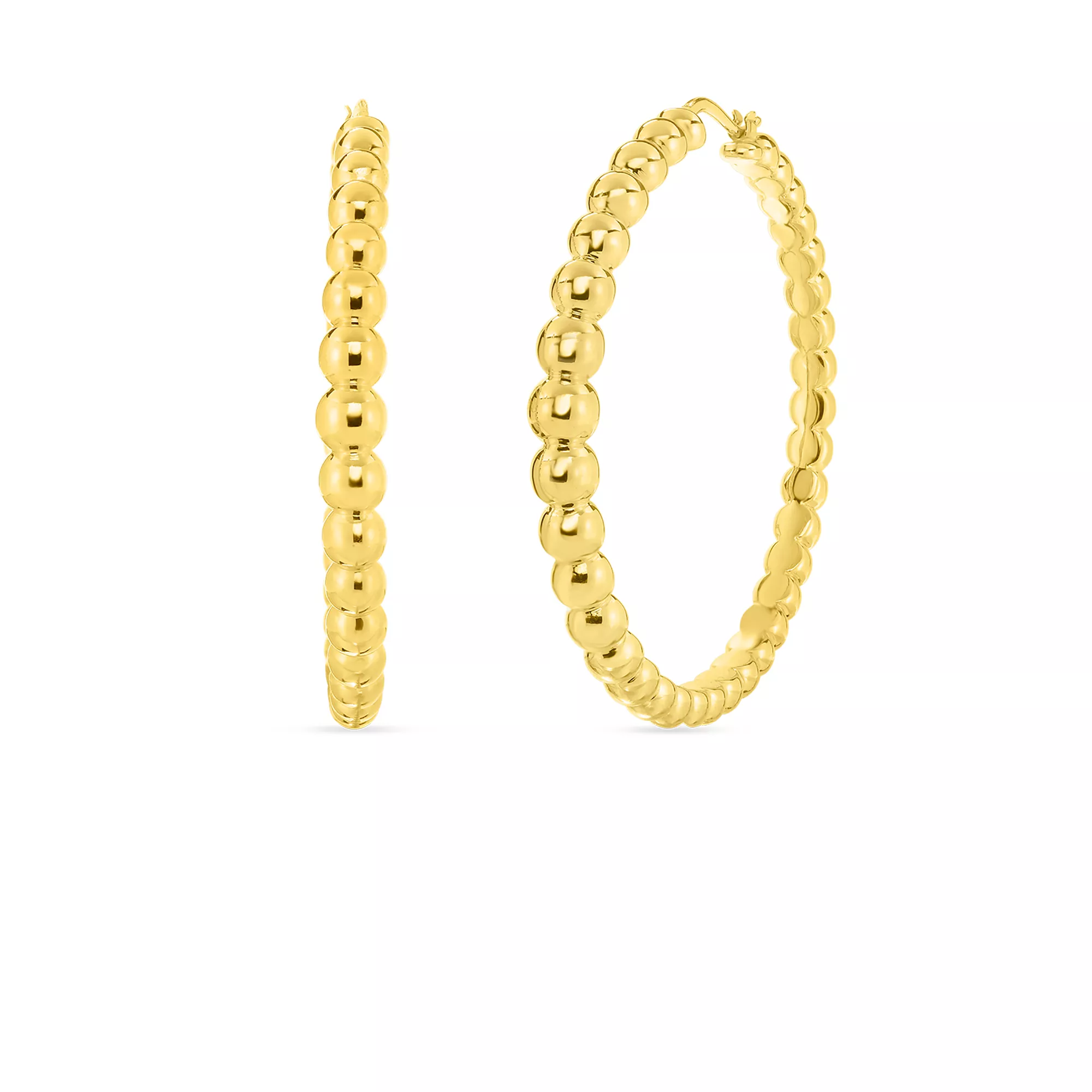 Roberto Coin 18k Yellow Designer Gold Bead Extra Large Hoop Earrings