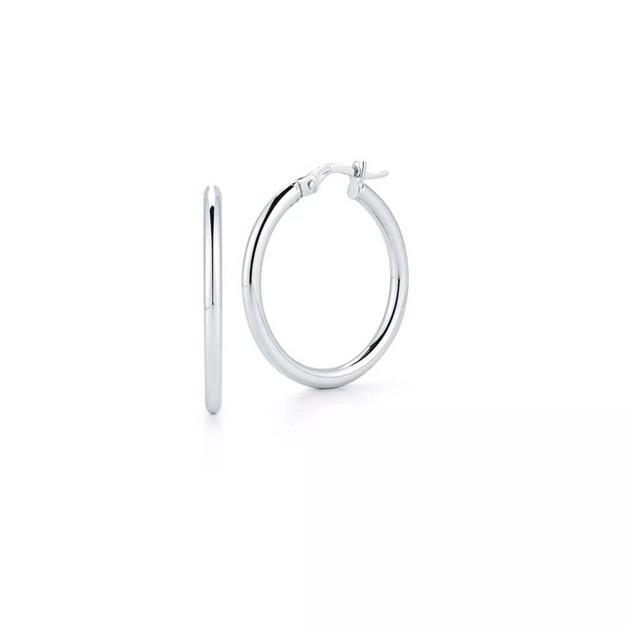Roberto Coin Designer Gold Small Round Hoop Earrings 18K White Gold, 25mm