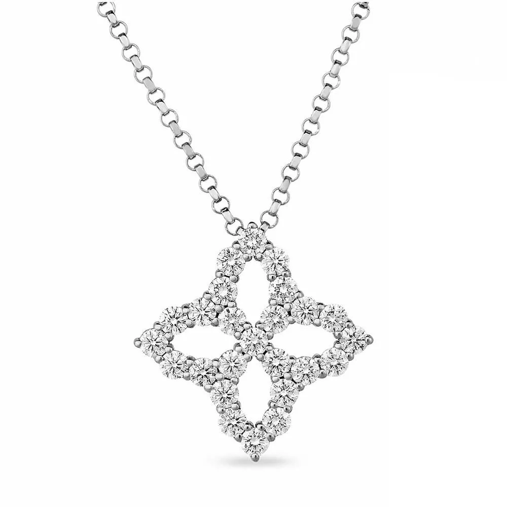 Roberto Coin Princess Flower Diamond Necklace 18K