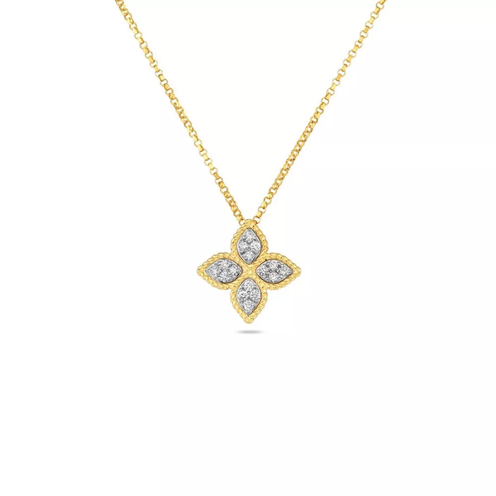 Roberto Coin Princess Flower Diamond Petal Pendant 18K