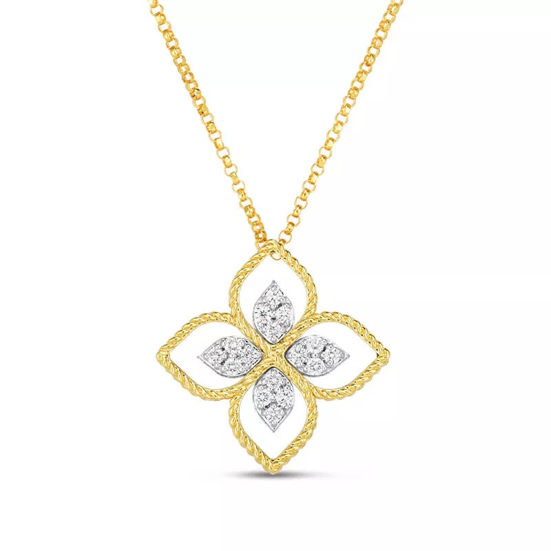 Roberto Coin Principessa Large Flower Diamond Necklace 18K