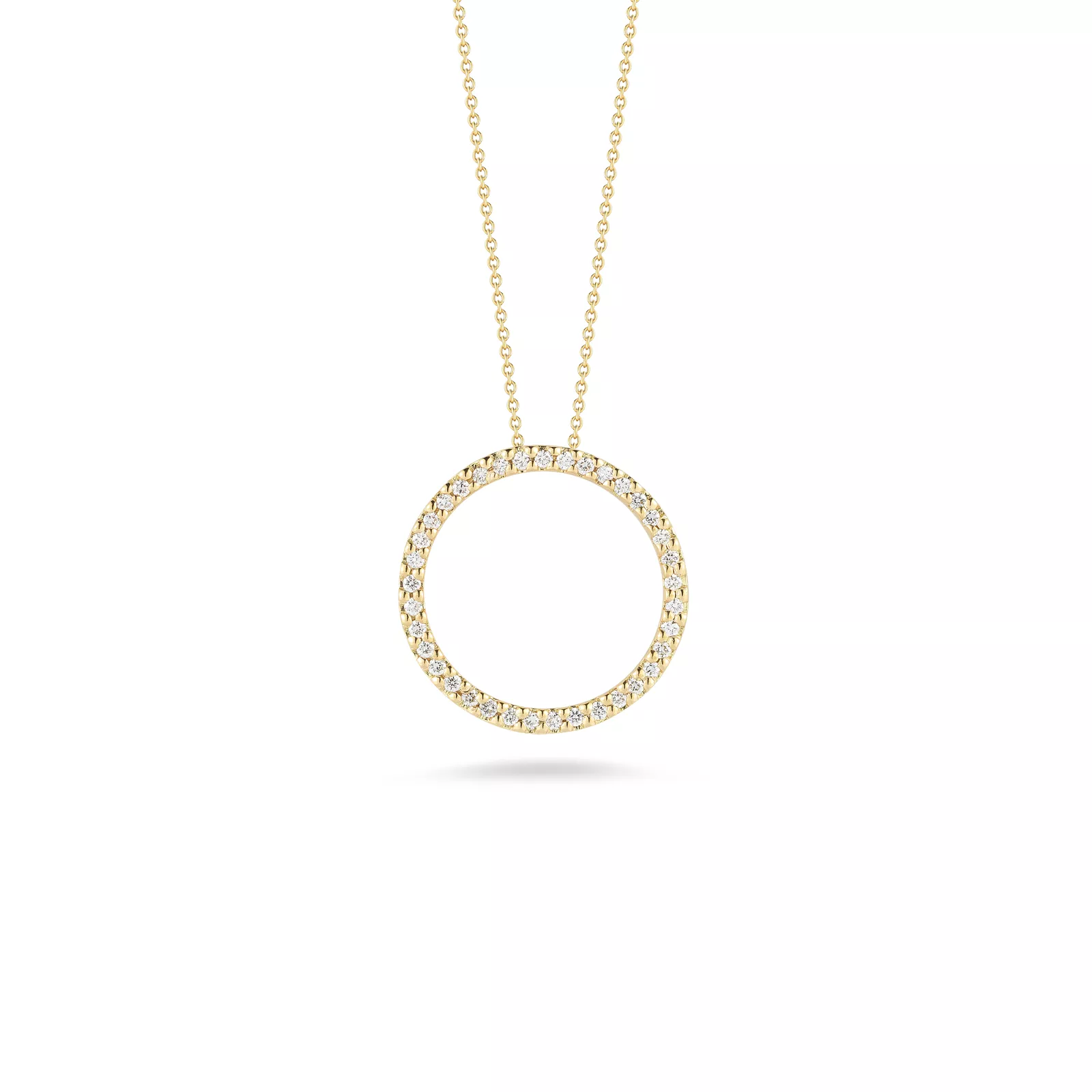 Roberto Coin Tiny Treasures Medium Diamond Circle Pendant 18K Yellow Gold, 18 Inches