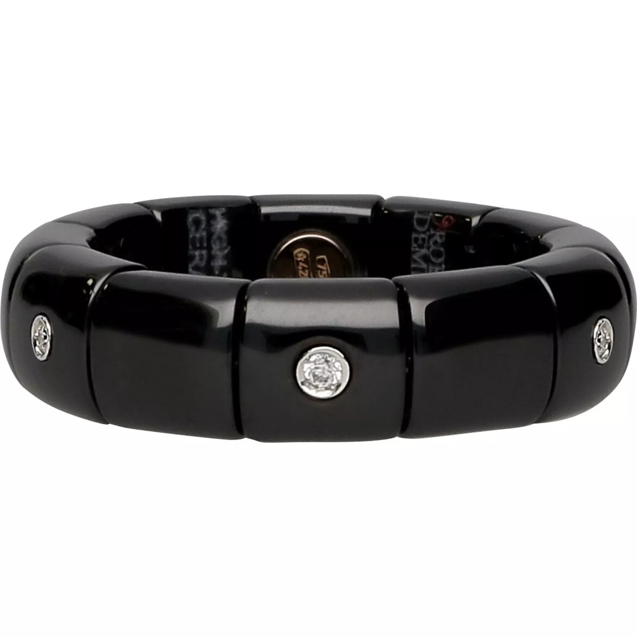 Roberto Demeglio - Black Ceramic Eternity Ring With Alternating Diamond Bezels in 18K White Gold