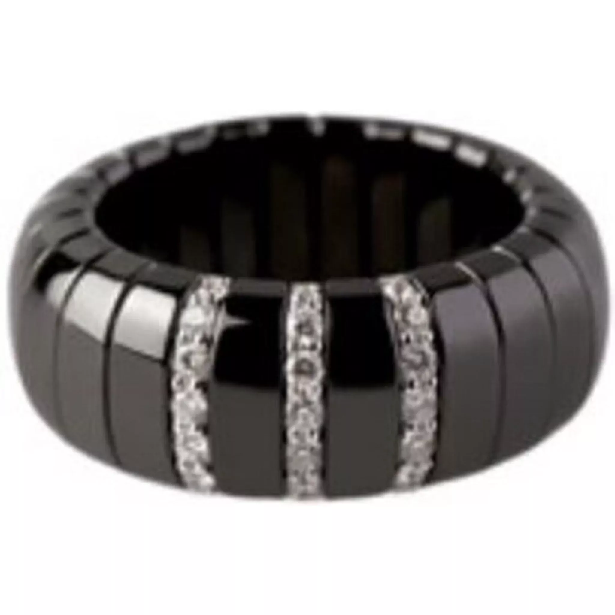 Roberto Demeglio - Black Ceramic Ring With 3 Diamond Sections in 18K White Gold