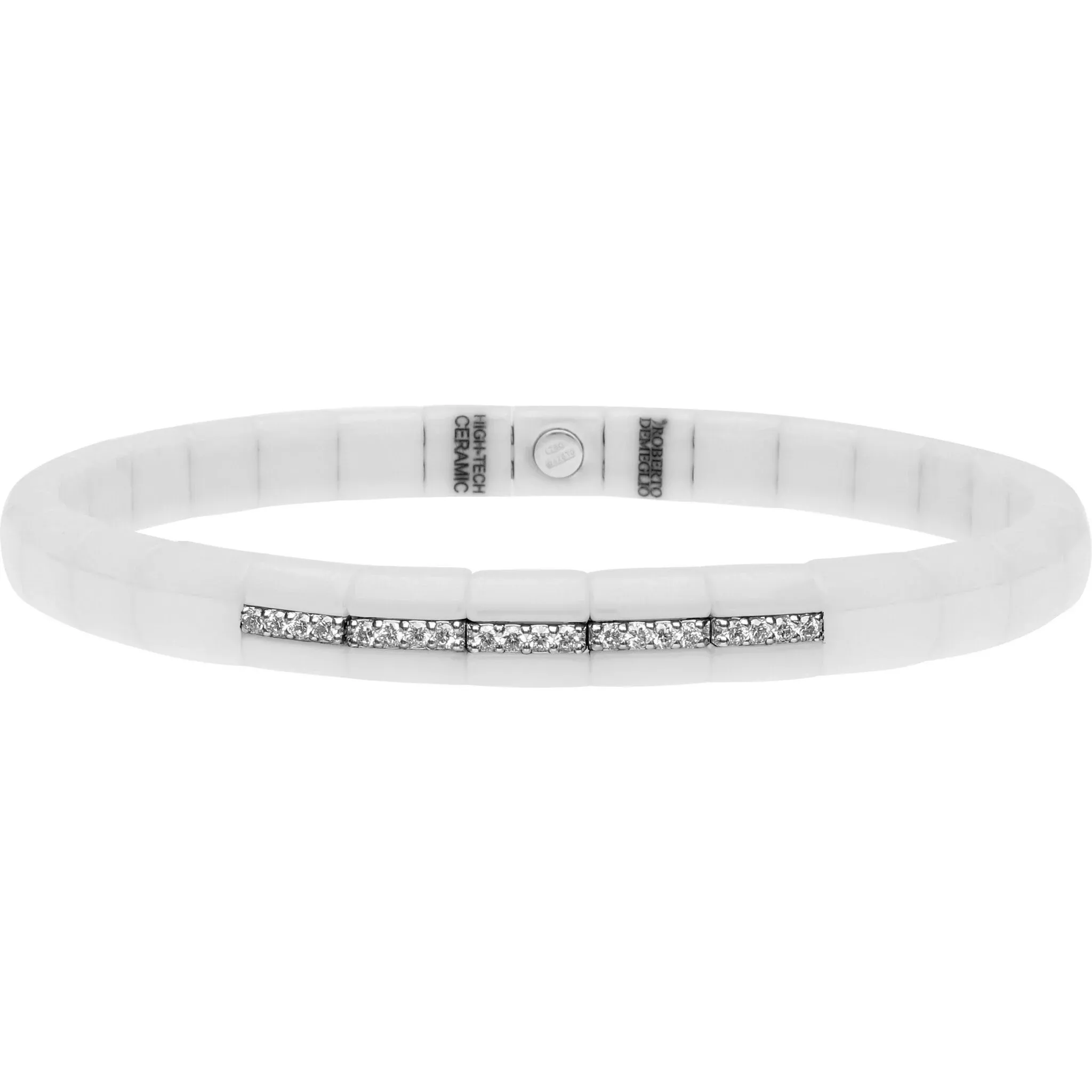 Roberto Demeglio - White Ceramic Bracelet With 5 Horizontal Diamond Sections in 18K White Gold