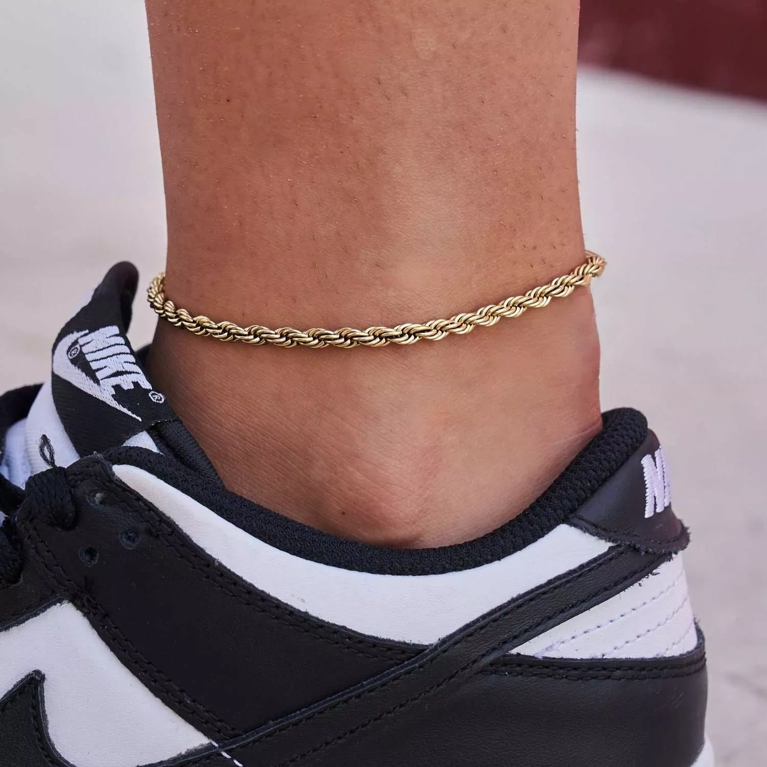 Rope Anklet in Yellow Gold - 4mm