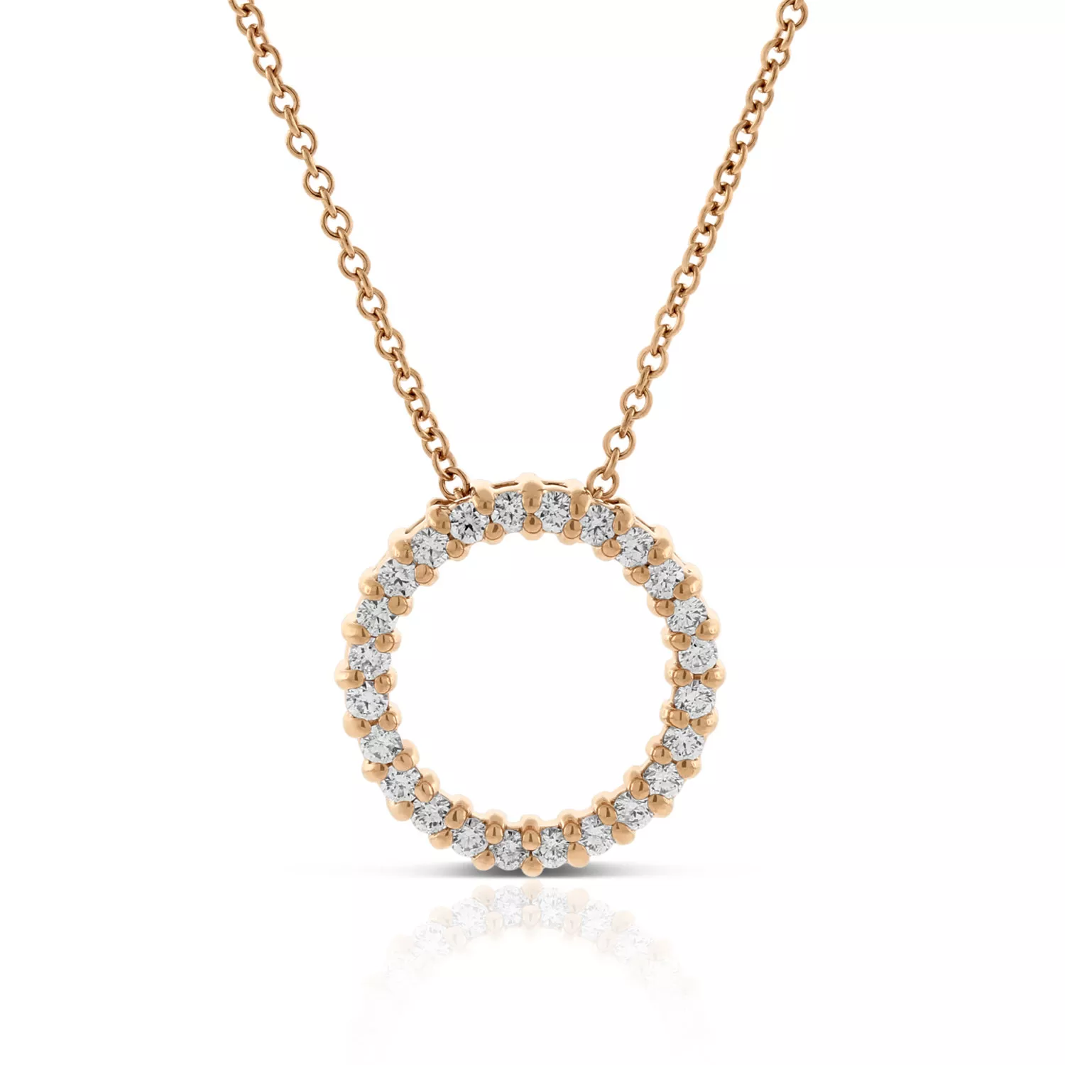 Rose Gold Diamond Circle Pendant 14K, 1/4 ctw.