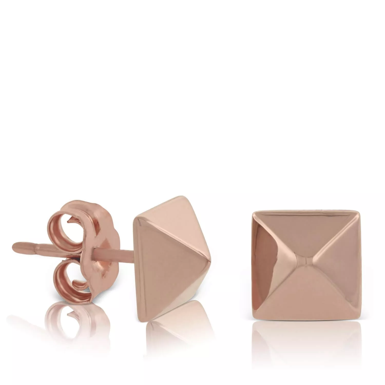 Rose Gold Pyramid Earring 14K