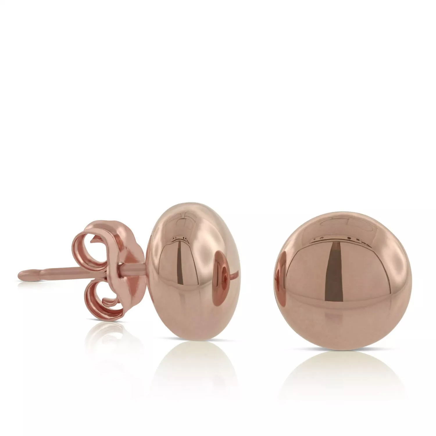 Rose Gold Stud Earring 14K, 8mm