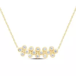 Round Diamond Clover Necklace 14K Yellow Gold