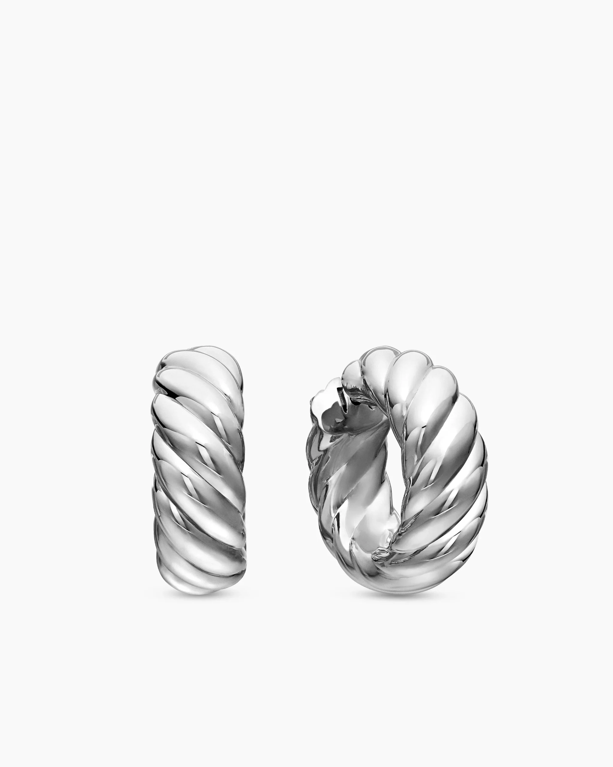Sculpted Cable Hoop Earrings Sterling Silver, 25mm