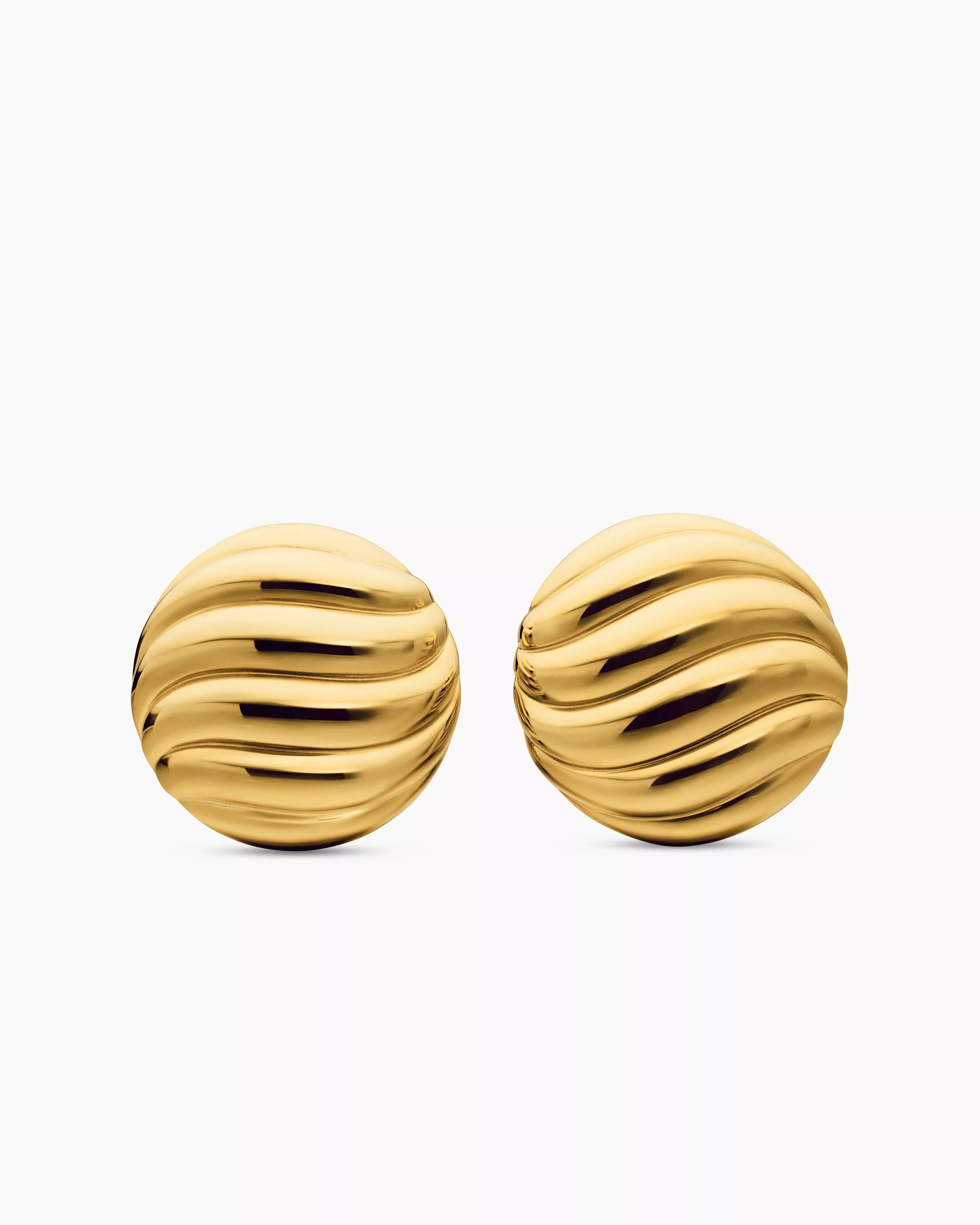 Sculpted Cable Stud Earrings 18K Yellow Gold, 20mm