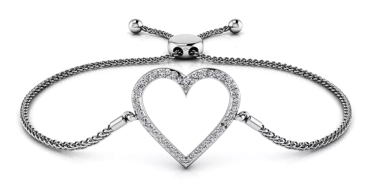 Shimmering Heart Adjustable Bracelet 1 /3 Carat Total Weight