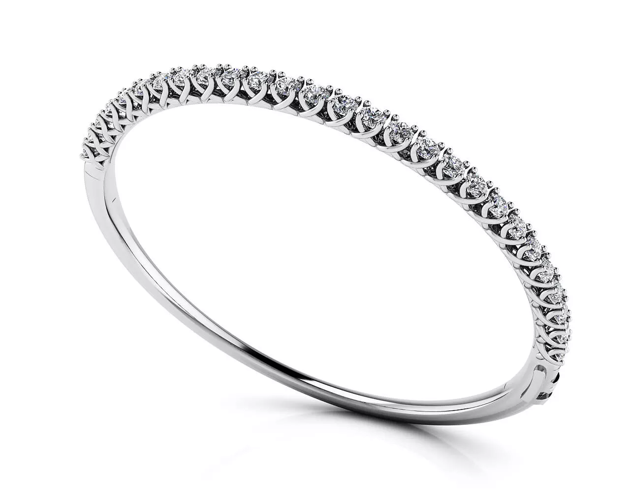 Soft Twist Four Prong Diamond Bangle 1.75 Carat Total Weight