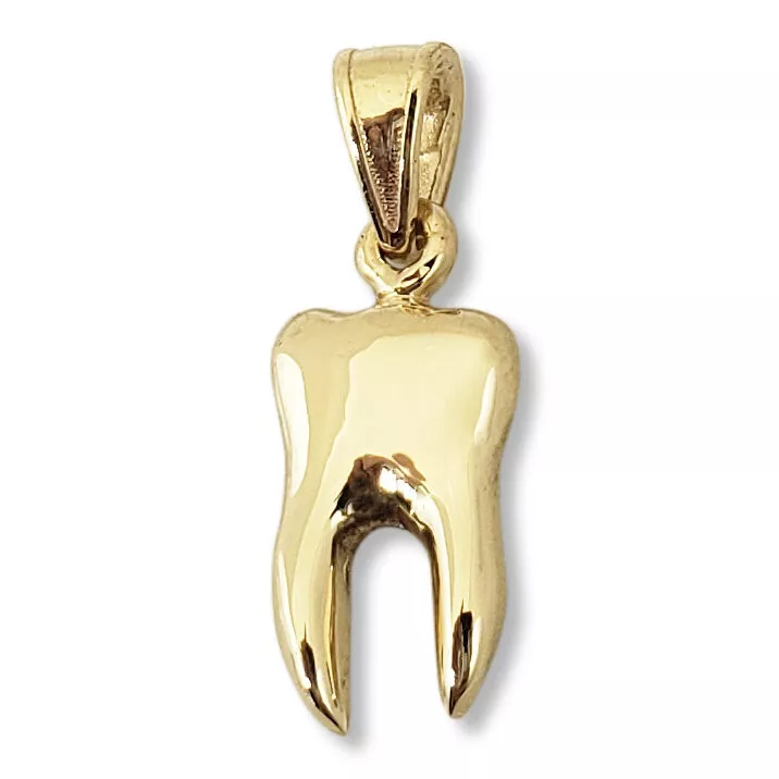 Solid 10K Yellow Gold Tooth Pendant Charm, Human Tooth Dentistry Dental