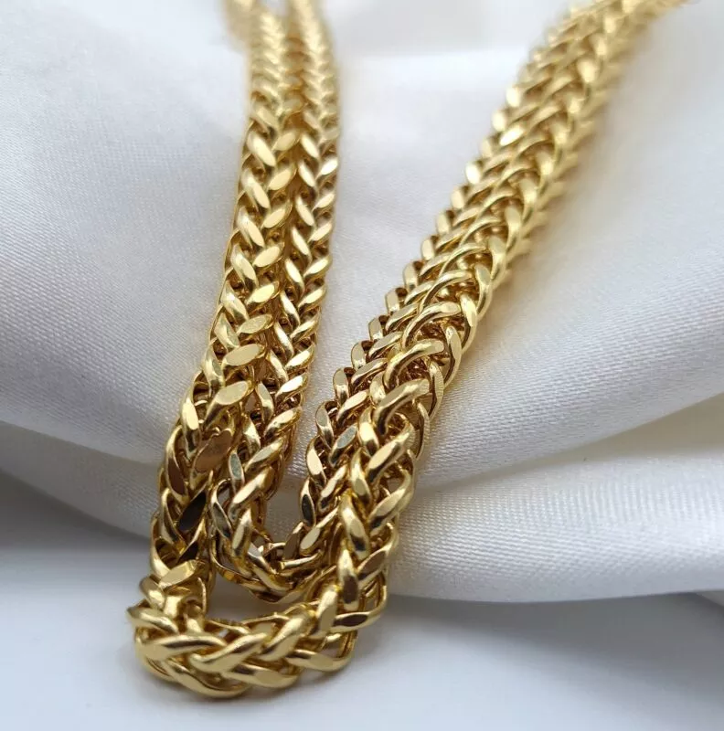Solid 14K Gold Foxtail-Franco Chain Necklace 4-4.5mm Thick