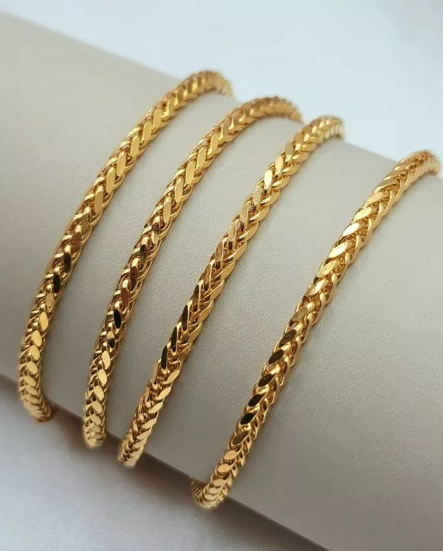 Solid 14K Gold Franco Chain Bracelet 4mm 7-8.75 inch Length