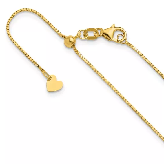 Solid 14K Yellow Gold 22″ Adjustable Box Chain, 0.7mm, 2.56 Grams