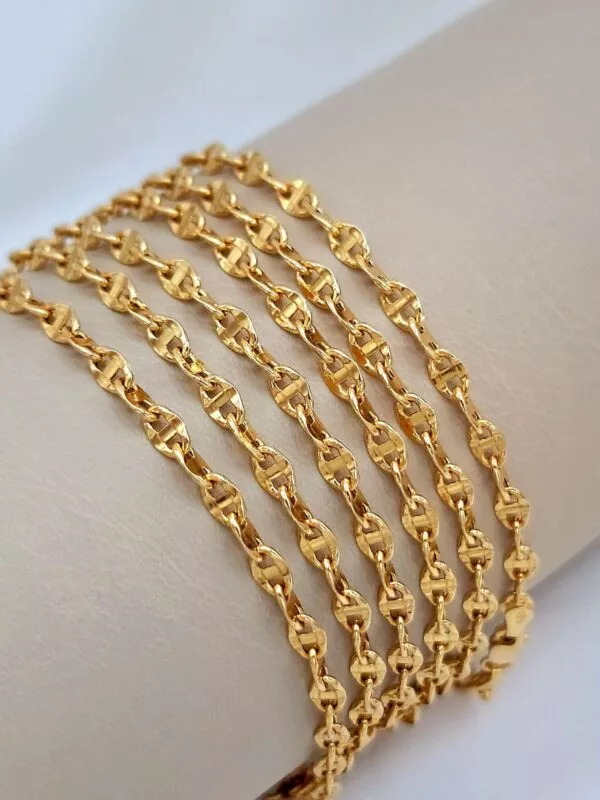 Solid 18K Gold Flat Anchor Mariner Necklace 4mm Thick