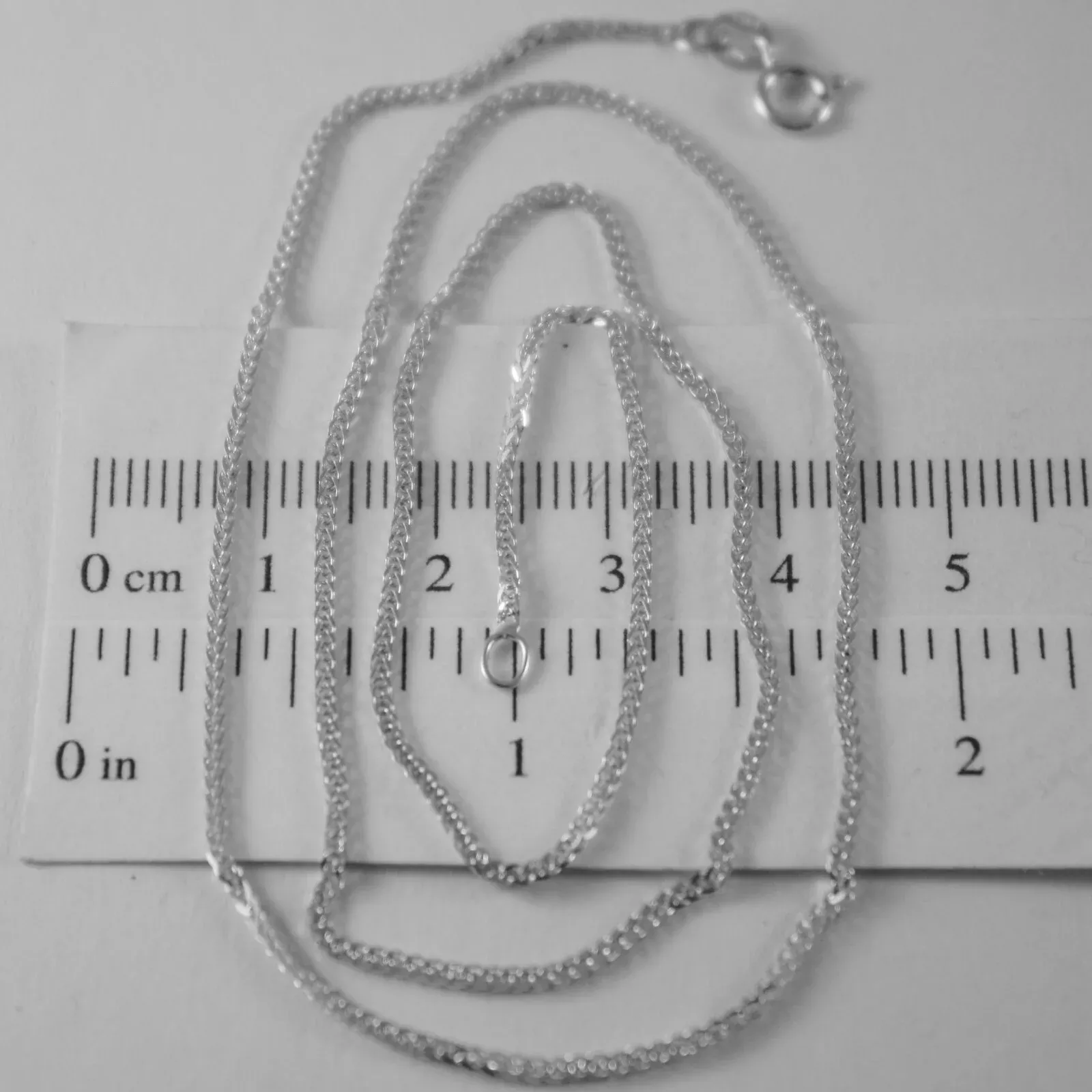 SOLID 18K WHITE GOLD CHAIN NECKLACE WITH 1MM EAR LINK 17.71 INCH, MADE IN ITALY