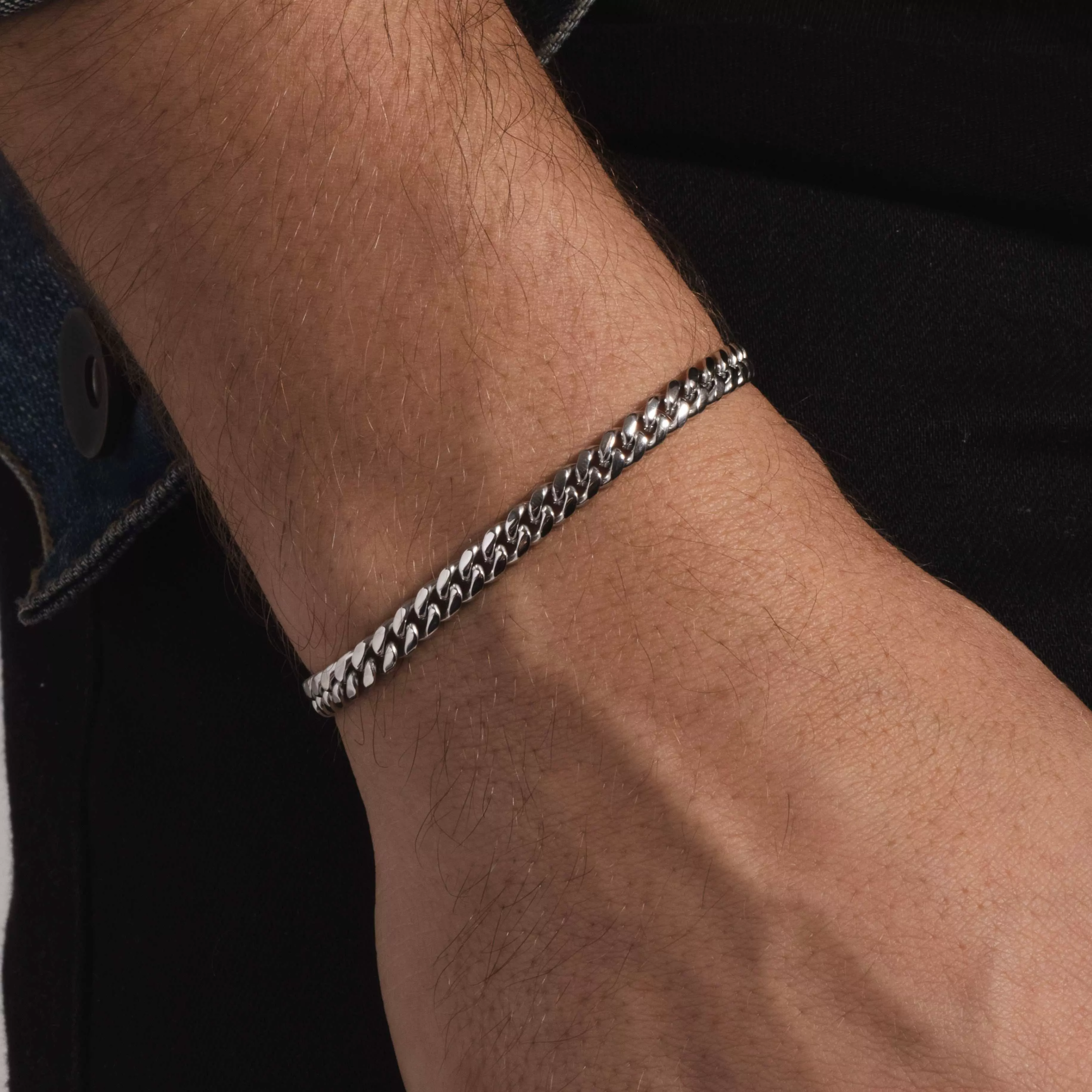 Solid White Gold Cuban Link Bracelet (5mm)