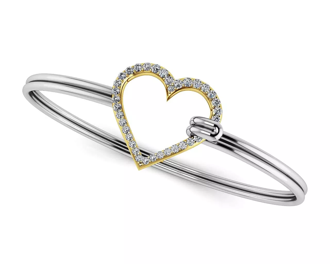 The Sparkling Heart Unity Bracelet Bangle 1 /4 Carat Total Weight