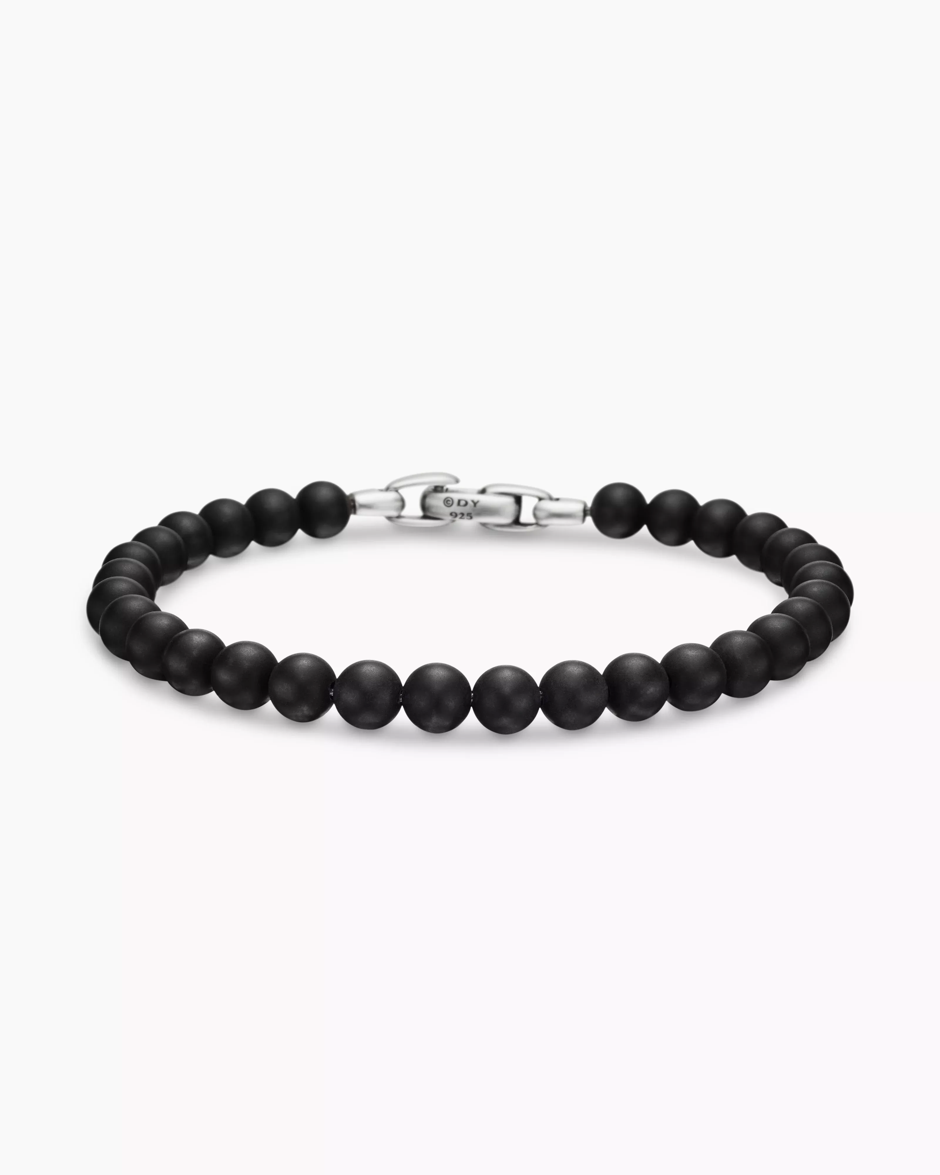 Spiritual Beads Bracelet Sterling Silver with Black Onyx, 6mm