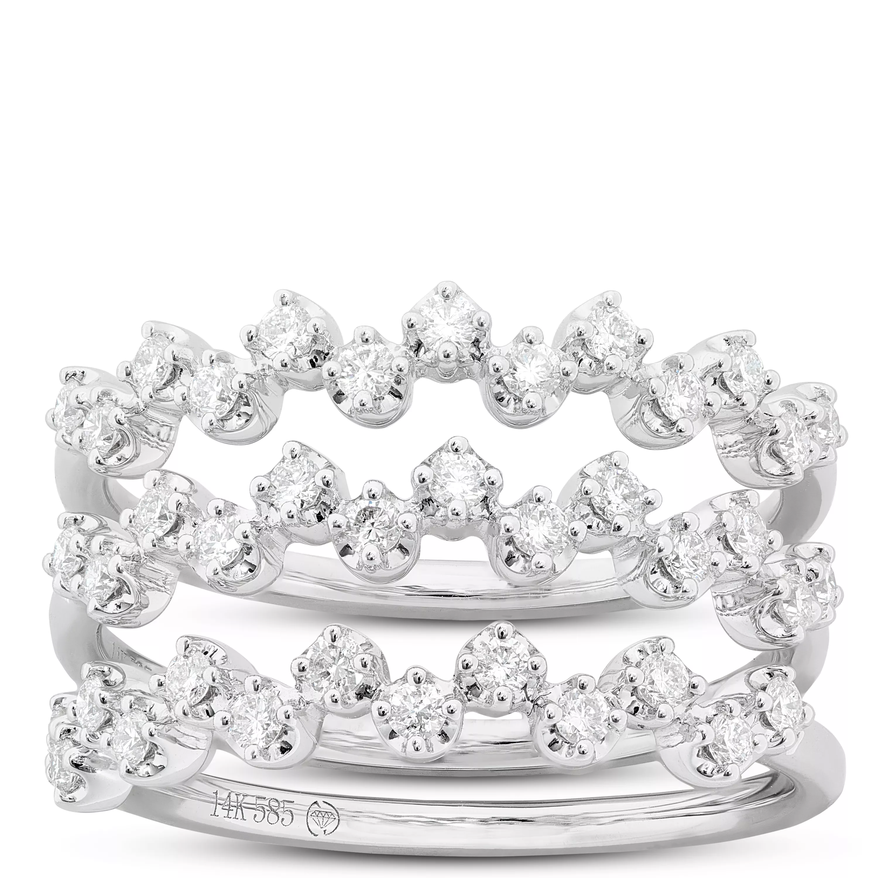 Stacked Zig Zag Diamond Bands, 14K White Gold