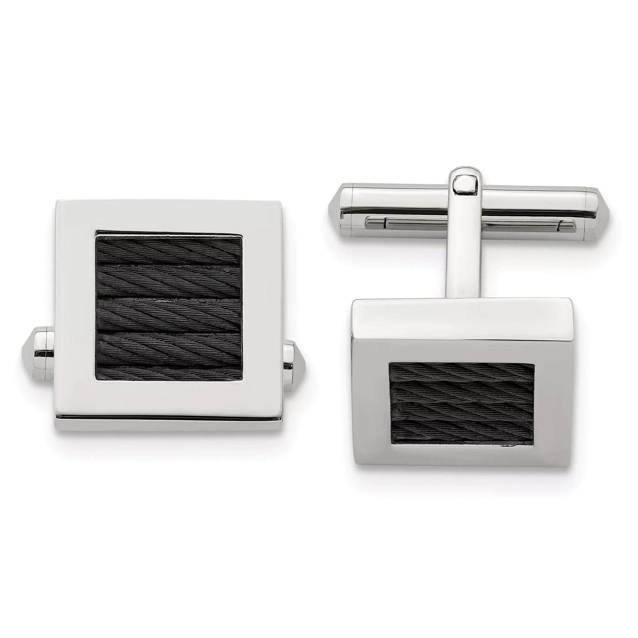 Stainless Steel Black-Plated Wire Square Cuff Links