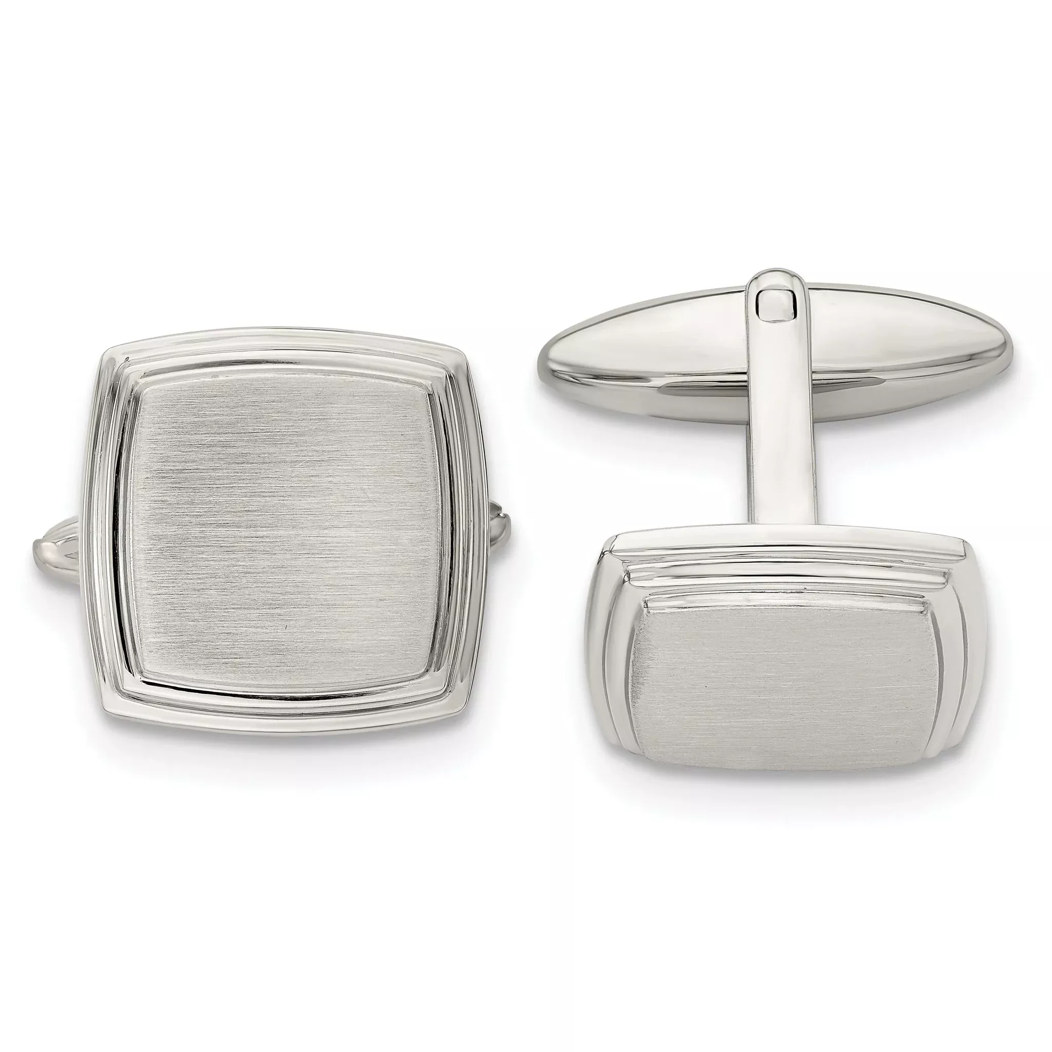 Stainless Steel Brushed & Polished Square Cuff Links